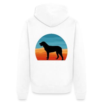 Cao De Castro Laboreiro Hund Silhouette Retro Sonne - Unisex Premium Bio Zip Hoodie - Weiß - Hinten - Thijin (182cm)