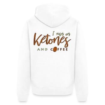 I Run On Ketones And Coffee Keto saying gift - Unisex Premium Organic Zip Hoodie - white - Back - Thijin (182cm)