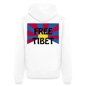 free tibet - Unisex Premium Bio Zip Hoodie - Weiß - Hinten - Thijin (182cm)