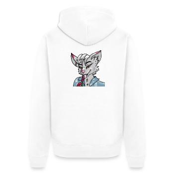 Pelziger Leck - Unisex Premium Bio Zip Hoodie - Weiß - Hinten - Thijin (182cm)