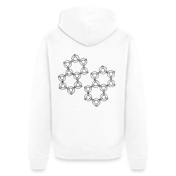 Hexa-Design - Unisex Premium Bio Zip Hoodie - Weiß - Hinten - Thijin (182cm)