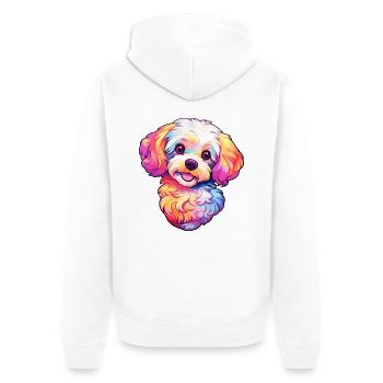 Maltipoo Hunderasse Cartoon Kawaii Illustration - Unisex Premium Bio Zip Hoodie - Weiß - Hinten - Thijin (182cm)