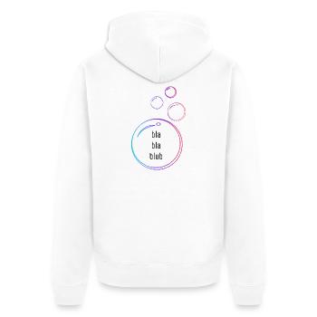 bla bla blub - Unisex Premium Bio Zip Hoodie - Weiß - Hinten - Thijin (182cm)