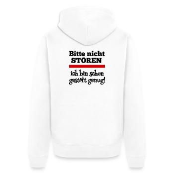Bitte nicht stören! - Unisex Premium Bio Zip Hoodie - Weiß - Hinten - Thijin (182cm)