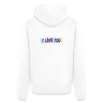 VALENTINSTAG. ICH LIEBE DICH. ICH LIEBE DICH. LIEBE. LIEBE - Unisex Premium Bio Zip Hoodie - Weiß - Hinten - Thijin (182cm)