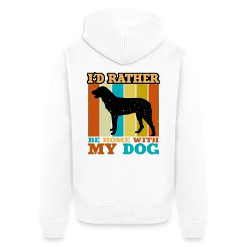 Cao De Castro Laboreiro Hund Silhouette Retro Sonne - Unisex Premium Bio Zip Hoodie - Weiß - Hinten - Thijin (182cm)