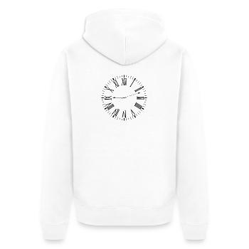 Römische Uhr - Unisex Premium Bio Zip Hoodie - Weiß - Hinten - Thijin (182cm)