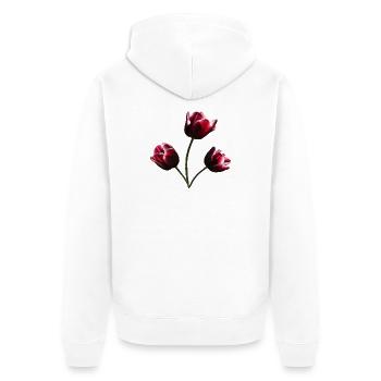 Tulpen weinrote Tulpe - Unisex Premium Bio Zip Hoodie - Weiß - Hinten - Thijin (182cm)