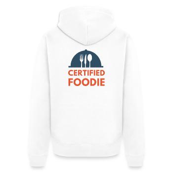 certified food lover Essen Foodie - Unisex Premium Bio Zip Hoodie - Weiß - Hinten - Thijin (182cm)