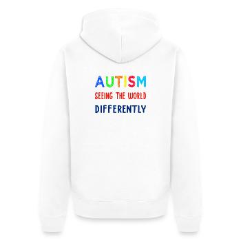 Autismus anders sehen - Unisex Premium Bio Zip Hoodie - Weiß - Hinten - Thijin (182cm)
