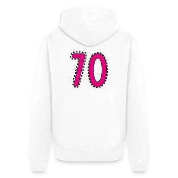70. 70 JAHRE. 70. JAHRESTAG. 70-JÄHRIGES JUBILÄUM. - Unisex Premium Bio Zip Hoodie - Weiß - Hinten - Thijin (182cm)