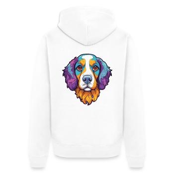 Cao de Castro Laboreiro Hunderasse Cartoon Kawaii I - Unisex Premium Bio Zip Hoodie - Weiß - Hinten - Thijin (182cm)