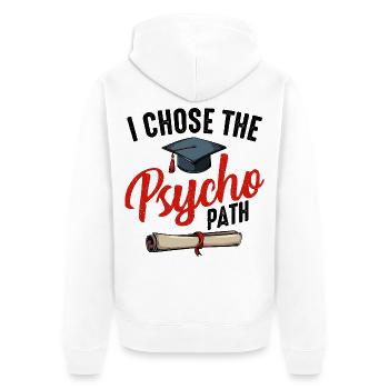 Psychologe - Unisex Premium Bio Zip Hoodie - Weiß - Hinten - Thijin (182cm)