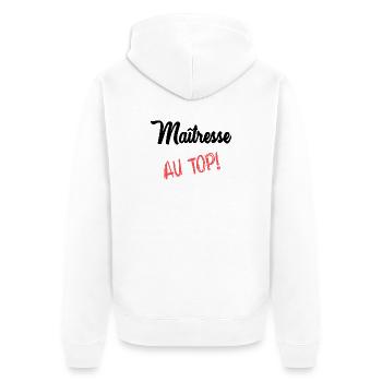 GELIEBTE - Unisex Premium Bio Zip Hoodie - Weiß - Hinten - Thijin (182cm)