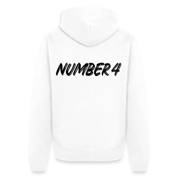 Number 4 - vier - vierter - vierte - 4 - Nummer 4 - Unisex Premium Bio Zip Hoodie - Weiß - Hinten - Thijin (182cm)