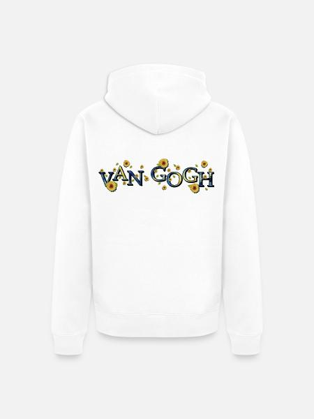 Van Gogh Sternennacht mit Sonnenblumen - Unisex Premium Bio Zip Hoodie - Weiß