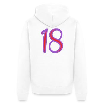18. 18 JAHRE ALT. 18-JÄHRIGES JUBILÄUM. GEBURTSTAG 18 JAHRE. - Unisex Premium Bio Zip Hoodie - Weiß - Hinten - Thijin (182cm)
