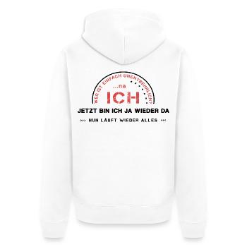 unentbehrlich Ego ich - Unisex Premium Bio Zip Hoodie - Weiß - Hinten - Thijin (182cm)