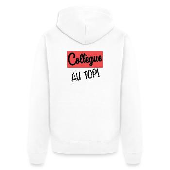 COLLEGUE. DEPART. RETRAITE - Veste à capuche bio Premium Unisexe - blanc - Dos - Thijin (182cm)