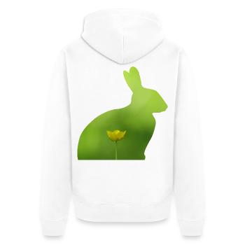 Hase - Unisex Premium Bio Zip Hoodie - Weiß - Hinten - Thijin (182cm)