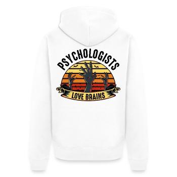 Psychologe - Unisex Premium Bio Zip Hoodie - Weiß - Hinten - Thijin (182cm)