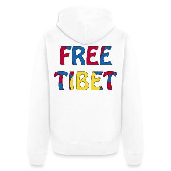 free tibet - Unisex Premium Bio Zip Hoodie - Weiß - Hinten - Thijin (182cm)