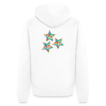 STERN. STERNE. STERN. STERNE. FEST. JAHRESTAG - Unisex Premium Bio Zip Hoodie - Weiß - Hinten - Thijin (182cm)