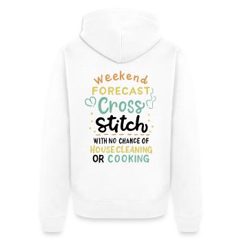 Cross Stich Handarbeiten - Unisex Premium Bio Zip Hoodie - Weiß - Hinten - Thijin (182cm)