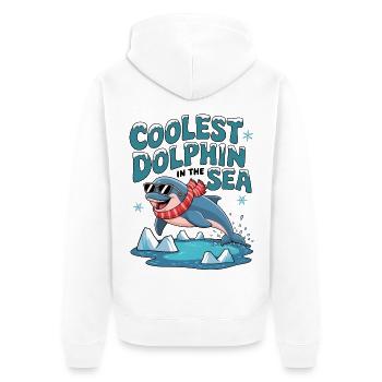 Der coolste Delfin im Meer - Unisex Premium Bio Zip Hoodie - Weiß - Hinten - Thijin (182cm)