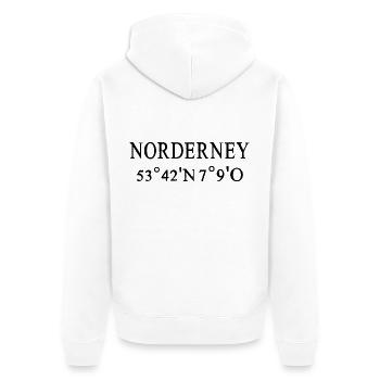 Norderney Koordinaten Insel - Unisex Premium Bio Zip Hoodie - Weiß - Hinten - Thijin (182cm)
