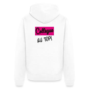KOLLEGE - Unisex Premium Bio Zip Hoodie - Weiß - Hinten - Thijin (182cm)