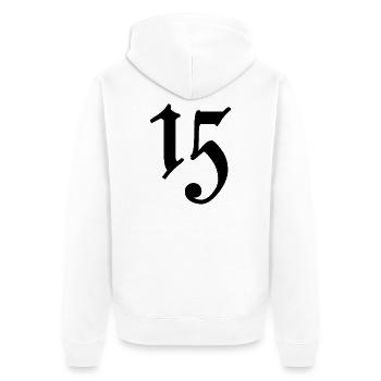 15. 15 ANS. 15e ANNIVERSAIRE. ANNIVERSAIRE 15 ANS. - Veste à capuche bio Premium Unisexe - blanc - Dos - Thijin (182cm)