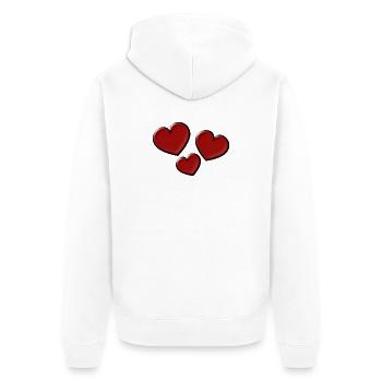 ICH LIEBE DICH. ICH LIEBE DICH. LIEBE. LIEBE. HERZ - Unisex Premium Bio Zip Hoodie - Weiß - Hinten - Thijin (182cm)