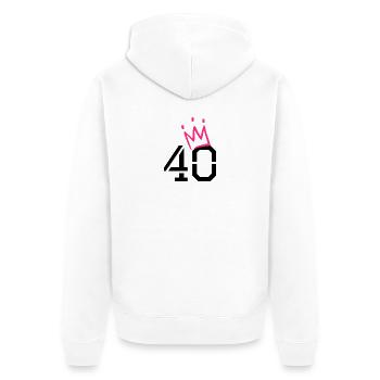 40 Krone - 40. Geburtstag - Unisex Premium Bio Zip Hoodie - Weiß - Hinten - Thijin (182cm)