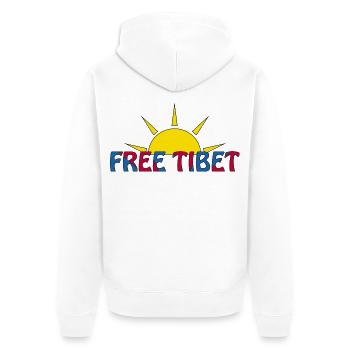 free tibet - Unisex Premium Bio Zip Hoodie - Weiß - Hinten - Thijin (182cm)