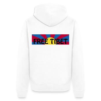 free tibet - Unisex Premium Bio Zip Hoodie - Weiß - Hinten - Thijin (182cm)
