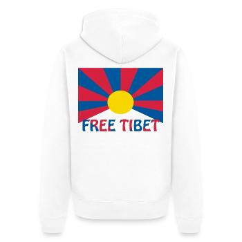 free tibet flagge - Unisex Premium Bio Zip Hoodie - Weiß - Hinten - Thijin (182cm)