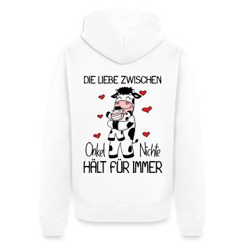 Onkel Nichte Liebe Spruch Kuh Kühe Familie - Unisex Premium Bio Zip Hoodie - Weiß - Hinten - Thijin (182cm)