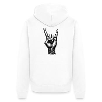 Rock on Hand avec des cornes de diable - Veste à capuche bio Premium Unisexe - blanc - Dos - Thijin (182cm)