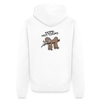 Faultier Nope not today - Unisex Premium Bio Zip Hoodie - Weiß - Hinten - Thijin (182cm)
