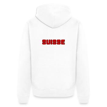 SCHWEIZ. LAND. GENF. SCHWEIZ. HUMOR. LAND - Unisex Premium Bio Zip Hoodie - Weiß - Hinten - Thijin (182cm)