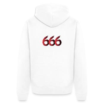 666 Symbol Zahl - Unisex Premium Bio Zip Hoodie - Weiß - Hinten - Thijin (182cm)