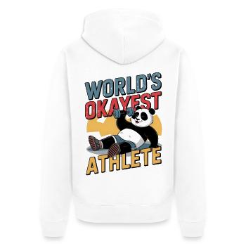 Der okayste Athlet der Welt - Unisex Premium Bio Zip Hoodie - Weiß - Hinten - Thijin (182cm)
