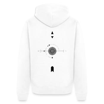 Kompass - Unisex Premium Bio Zip Hoodie - Weiß - Hinten - Thijin (182cm)