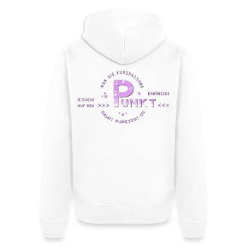 zum Punkt kommen - Unisex Premium Bio Zip Hoodie - Weiß - Hinten - Thijin (182cm)