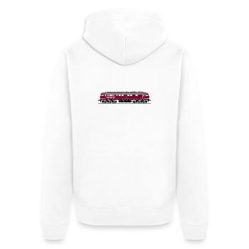 BR 130 Seite weinrot DR Reichsbahn - Unisex Premium Bio Zip Hoodie - Weiß - Hinten - Thijin (182cm)