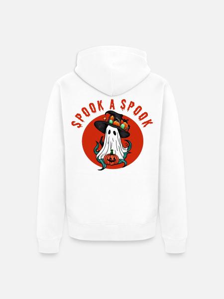 Erschrecke einen Spuk! - Unisex Premium Bio Zip Hoodie - Weiß