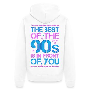 90er 90s Neunziger Jahre best of 90s - Unisex Premium Bio Zip Hoodie - Weiß - Hinten - Thijin (182cm)