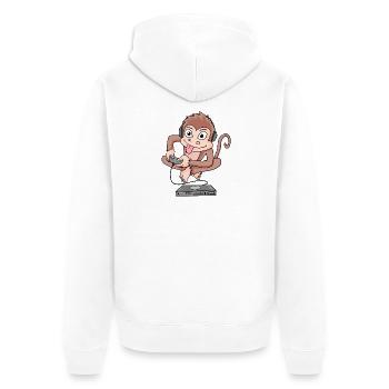 Affe spielt Videospiele - Unisex Premium Bio Zip Hoodie - Weiß - Hinten - Thijin (182cm)