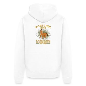 Vorschulkind Vorschule - Unisex Premium Bio Zip Hoodie - Weiß - Hinten - Thijin (182cm)